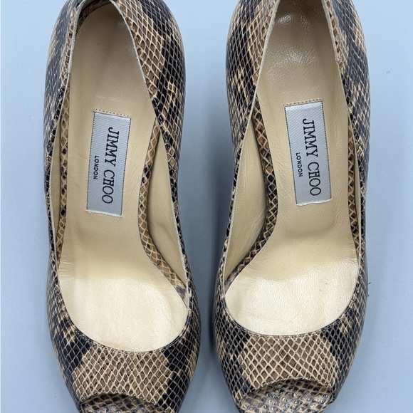 Jimmy Choo Women's Peep Toe Heels - snakeskin size 37.5 - Picture 6 of 12